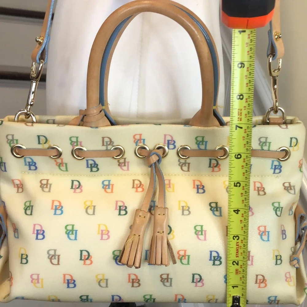 DOONEY & BOURKE Rainbow Zipper Monogram Logo Leather Tote Crossbody Shoulder Bag
